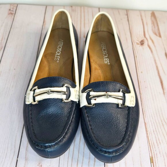 AEROSOLES Shoes - Aerosoles Drive Along Leather Loafers | Black/White | Women’s Size 7.5